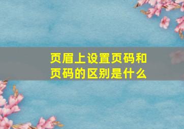 页眉上设置页码和页码的区别是什么