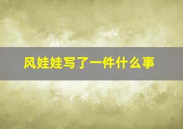 风娃娃写了一件什么事