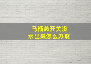 马桶总开关没水出来怎么办啊