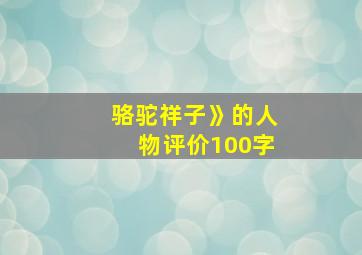 骆驼祥子》的人物评价100字