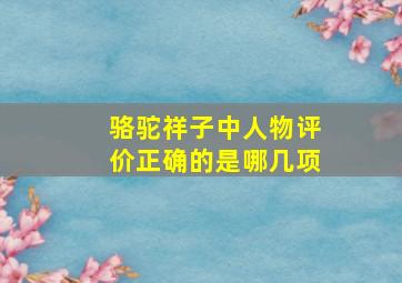 骆驼祥子中人物评价正确的是哪几项