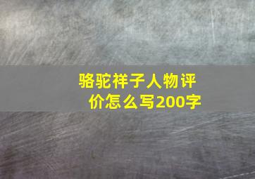 骆驼祥子人物评价怎么写200字