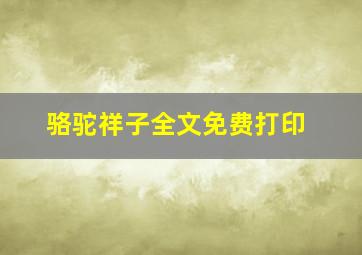 骆驼祥子全文免费打印