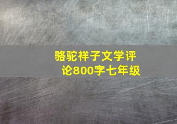 骆驼祥子文学评论800字七年级