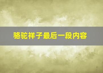 骆驼祥子最后一段内容