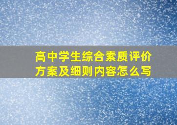 高中学生综合素质评价方案及细则内容怎么写