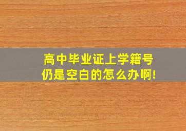 高中毕业证上学籍号仍是空白的怎么办啊!