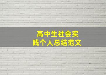 高中生社会实践个人总结范文