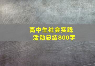 高中生社会实践活动总结800字