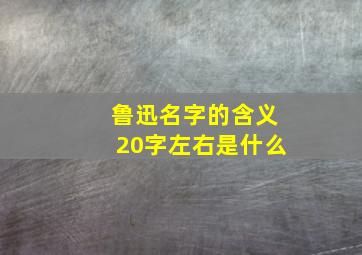 鲁迅名字的含义20字左右是什么