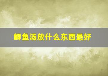 鲫鱼汤放什么东西最好