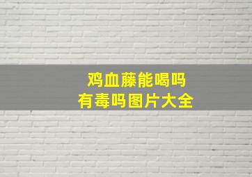 鸡血藤能喝吗有毒吗图片大全