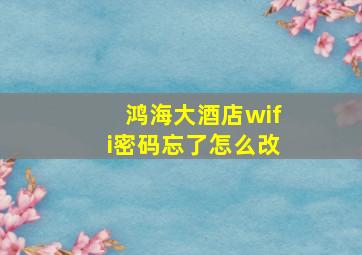 鸿海大酒店wifi密码忘了怎么改