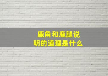 鹿角和鹿腿说明的道理是什么