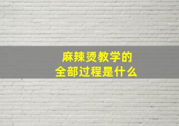 麻辣烫教学的全部过程是什么