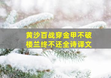 黄沙百战穿金甲不破楼兰终不还全诗译文