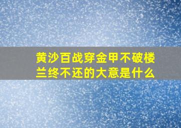 黄沙百战穿金甲不破楼兰终不还的大意是什么