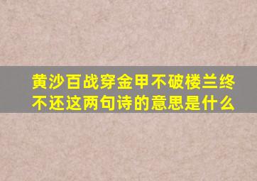 黄沙百战穿金甲不破楼兰终不还这两句诗的意思是什么