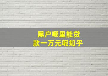 黑户哪里能贷款一万元呢知乎