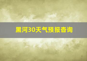 黑河30天气预报杳询