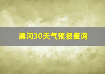 黑河30天气预报查询