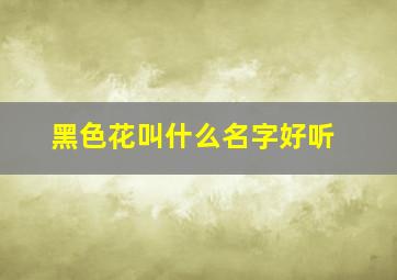 黑色花叫什么名字好听