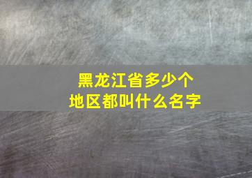 黑龙江省多少个地区都叫什么名字