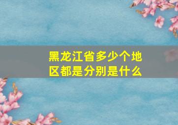 黑龙江省多少个地区都是分别是什么