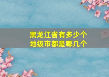 黑龙江省有多少个地级市都是哪几个