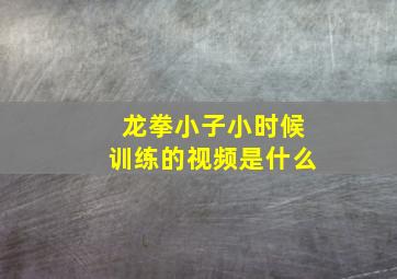 龙拳小子小时候训练的视频是什么